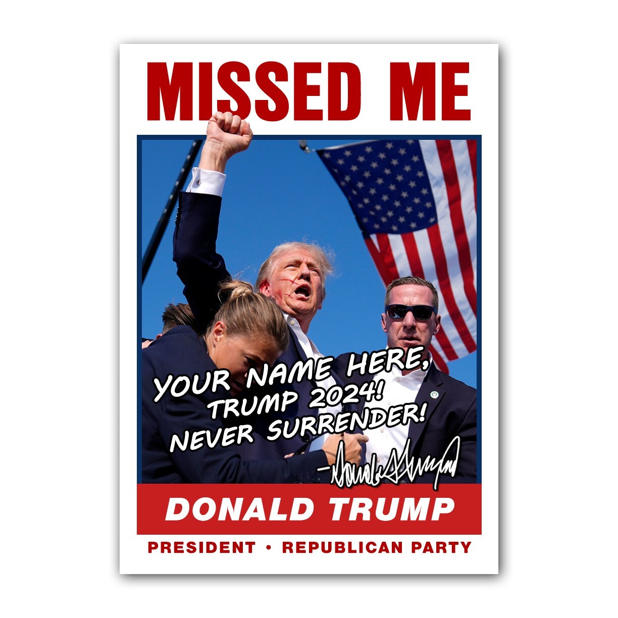 Donald Trump CUSTOM AUTOGRAPH Shooting Failed Assassination ACEO Card MAGA 2024