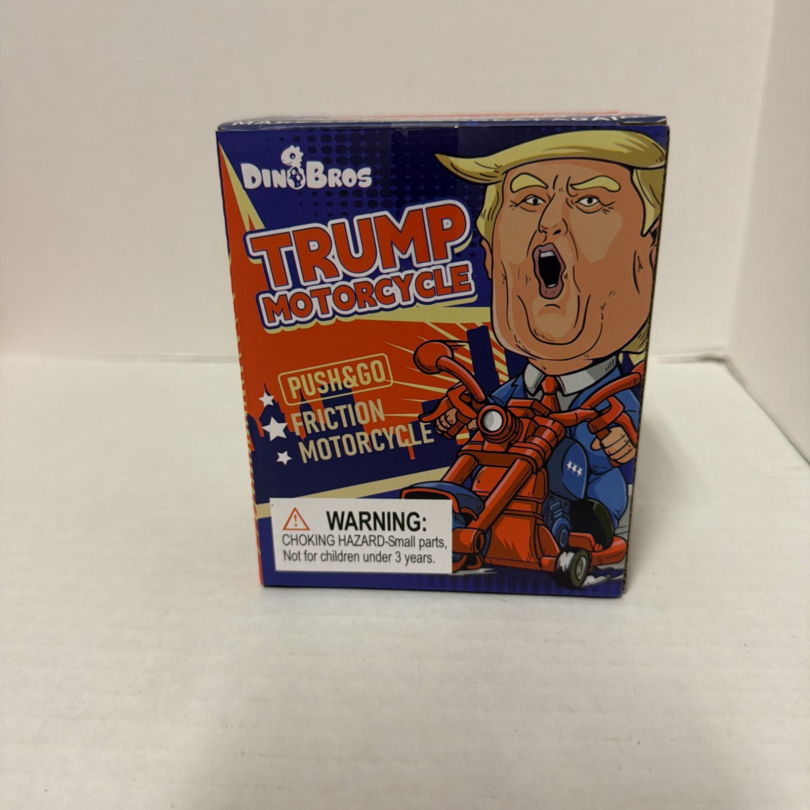 DINOBROS President Donald Trump 2024 Toy Figure Riding Motorcycle Funny Rev Up