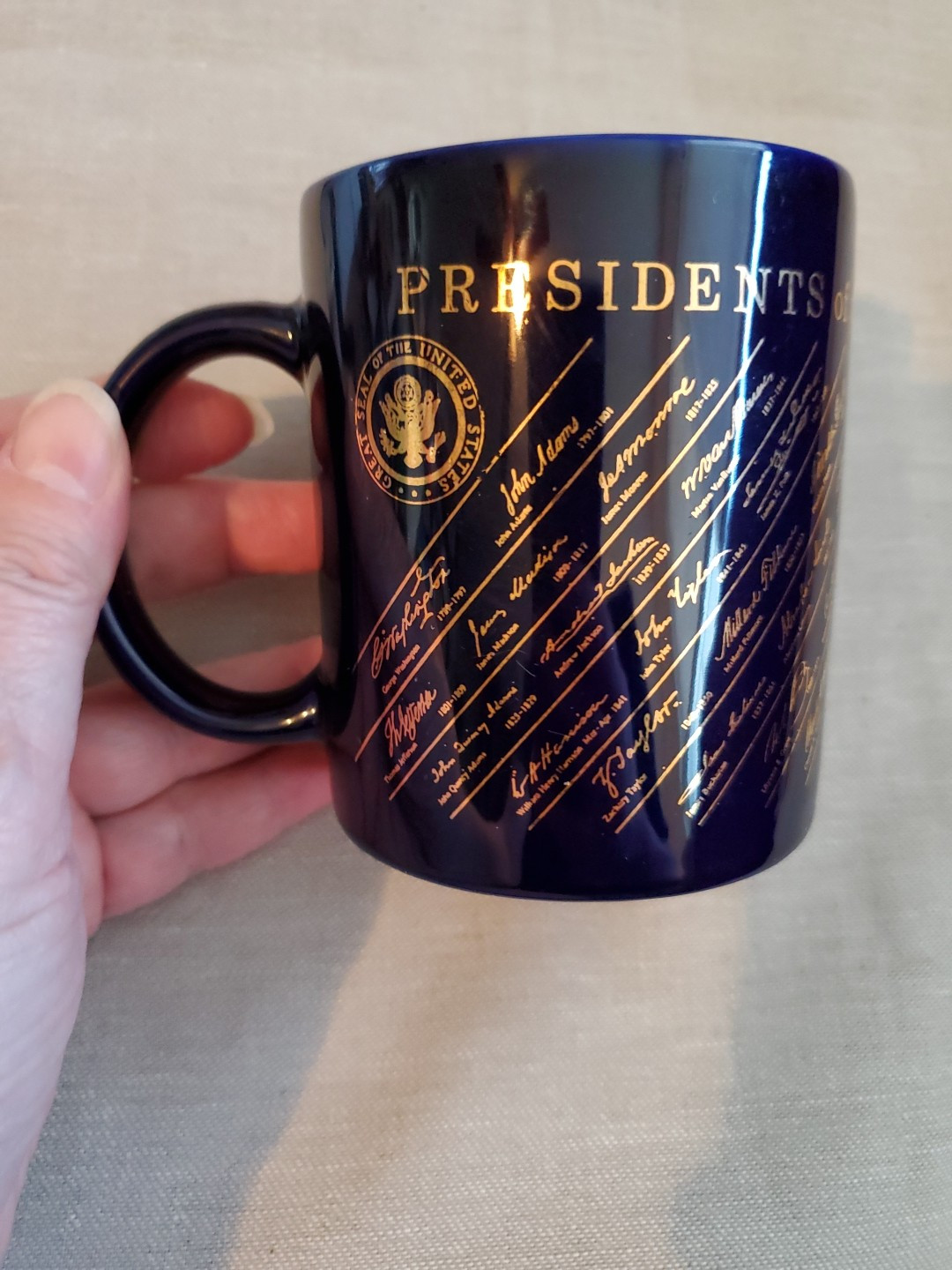 Presidents of The U.S. Coffee Mug Signatures Washington To Clinton Political Vtg
