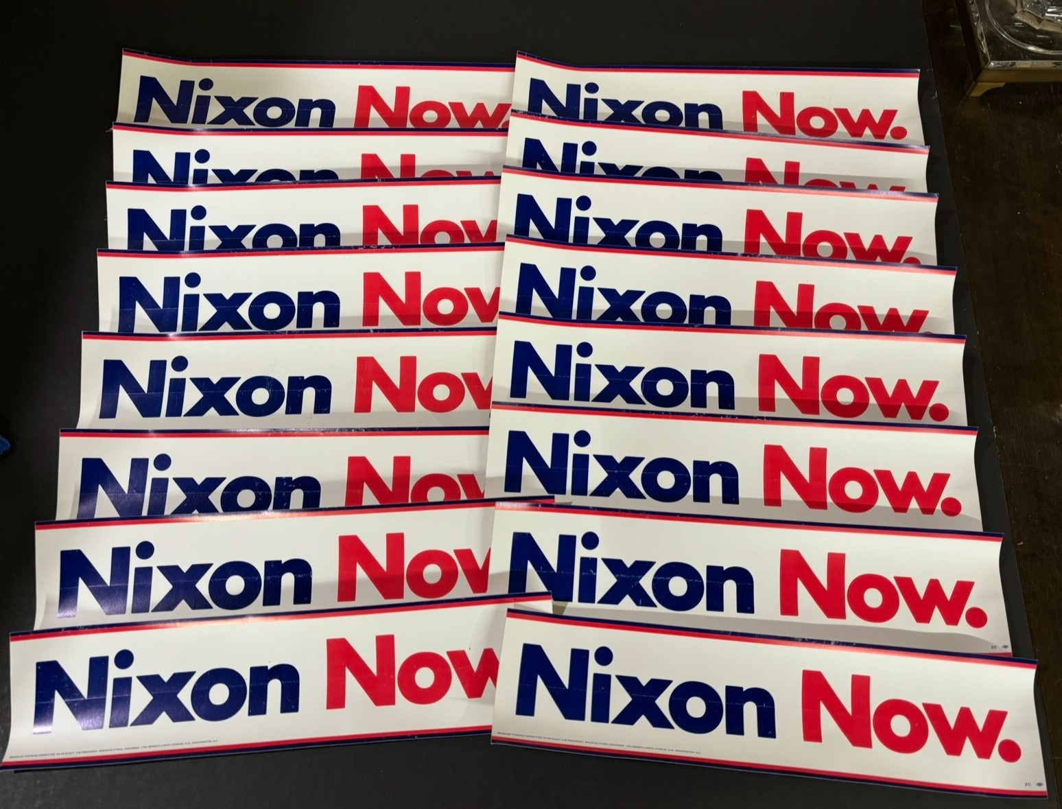 Lot of (18) Vintage 1972 President Richard Nixon Now Bumper Stickers NOS Nice!