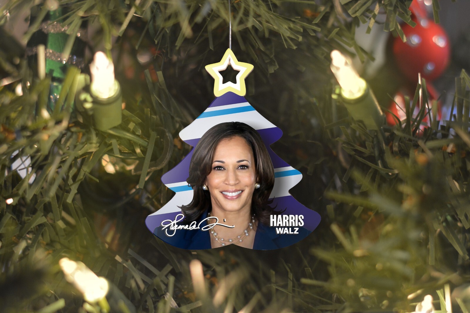 Kamala Harris Signature Christmas Tree Ornament