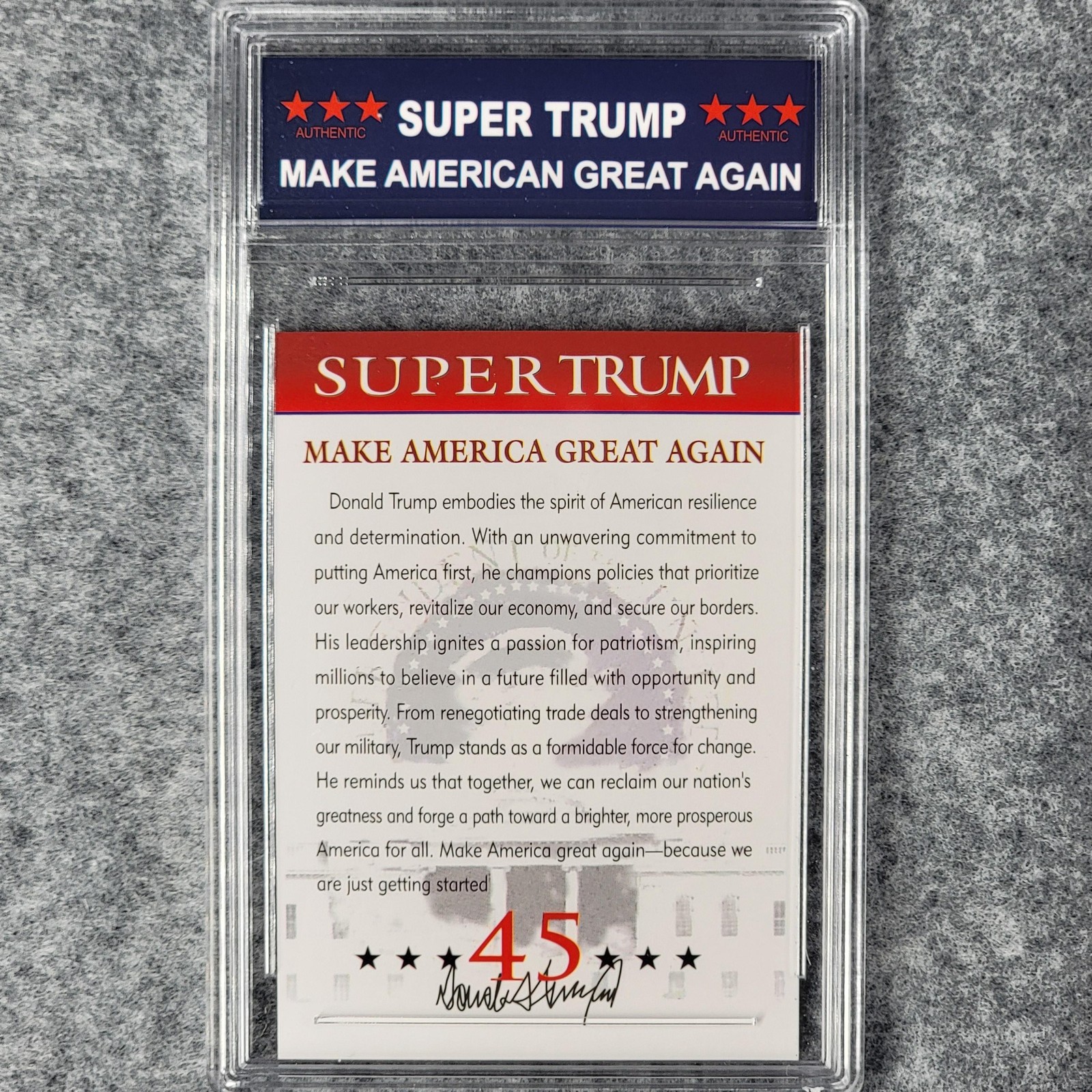 Donald J Trump Super Trump Card Never Surrender Graded GEM MT 10 Limited Run