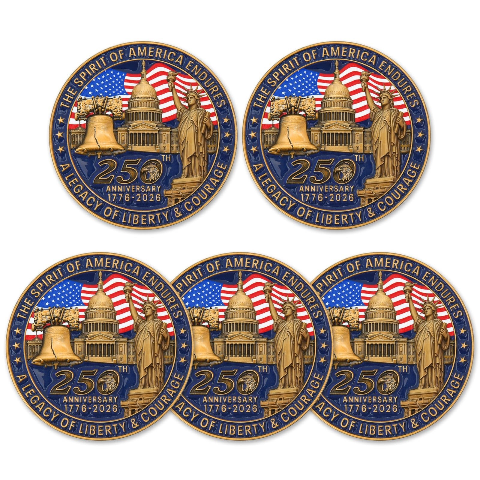United States 250th Anniversary Liberty Bell Commemorative Coin Set (5-Piece)…