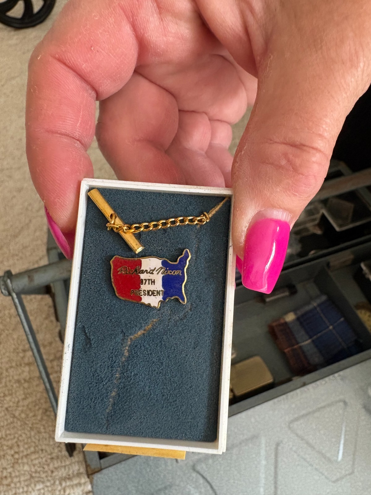 Vintage Richard Nixon 1968 or 1972 Presidential Campaign Tie Bar Clasp