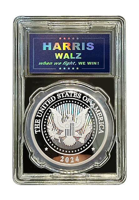 USA 2024 Harris & Walz Silver Plated Commemorative – 47th Presidential Campaign