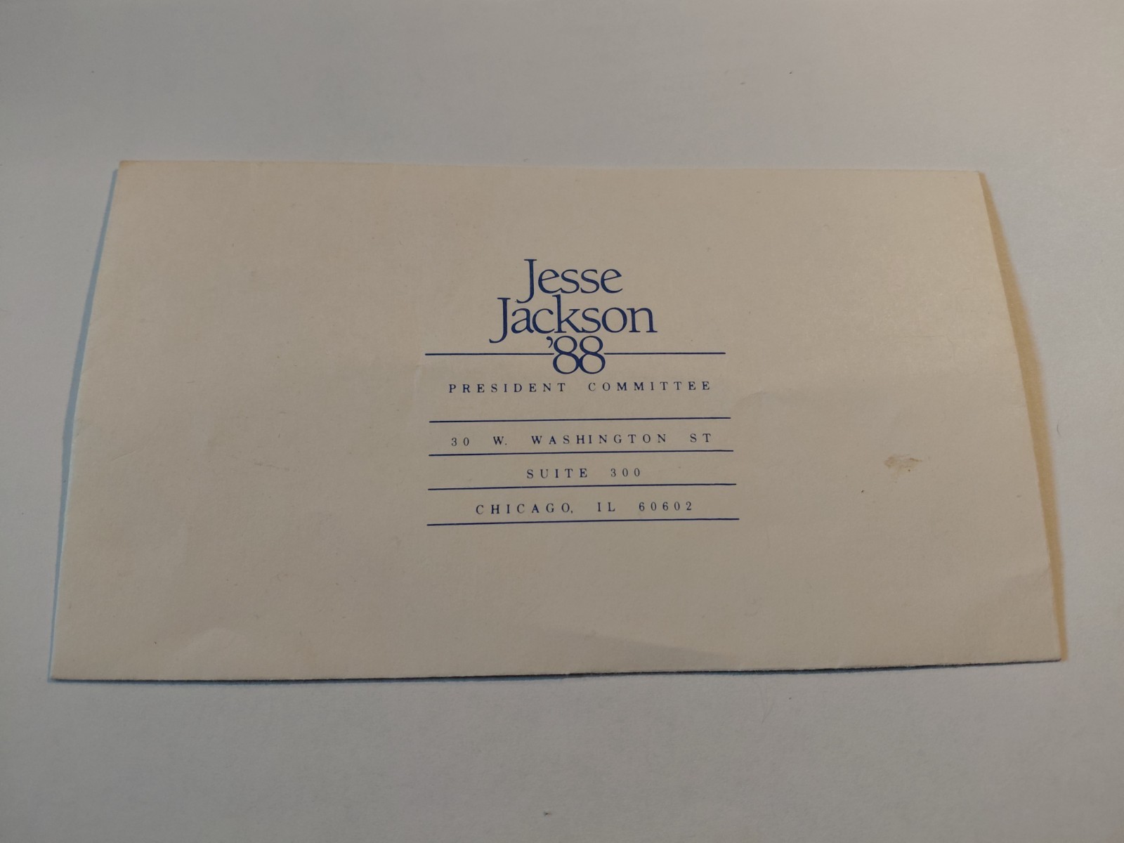 Jesse Jackson 1988 Presidential Committee donation envelope. Perfect.