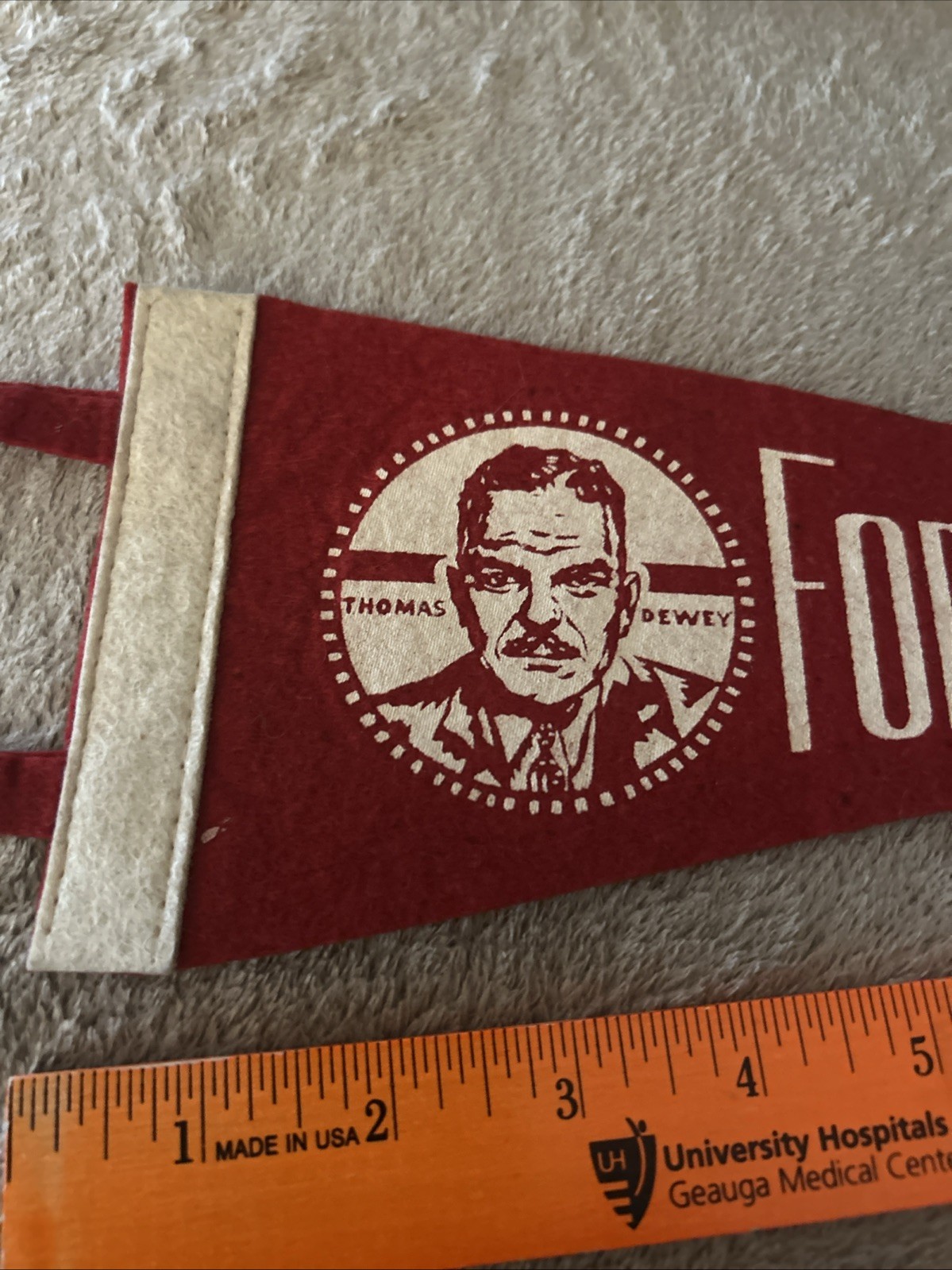 Vintage 1948 Dewey For President 12” Felt Pennant Presidential History Gr8 Shape