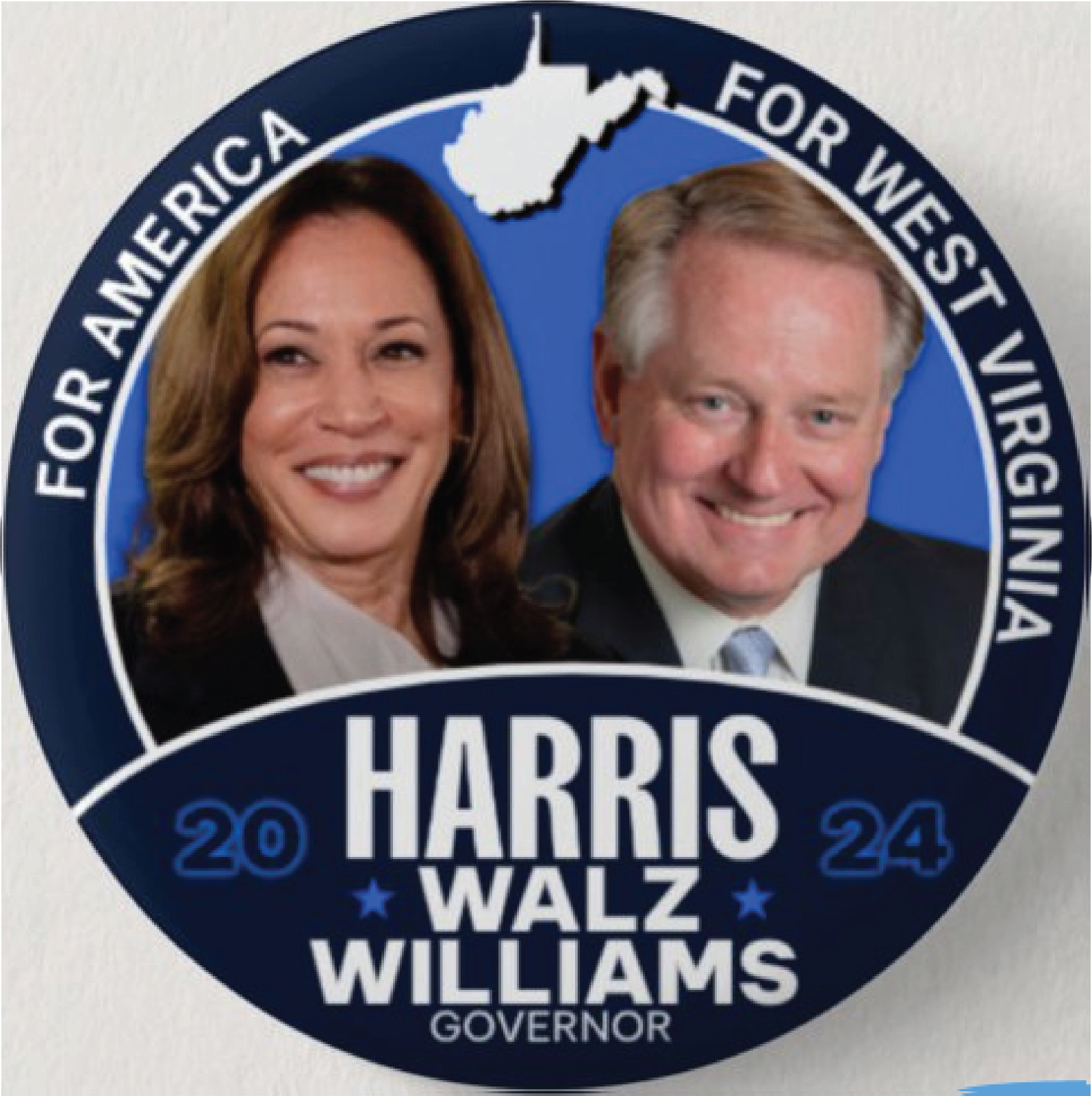 Kamala Harris Williams Pin Button 3″ West Virginia Political Democrat Governor