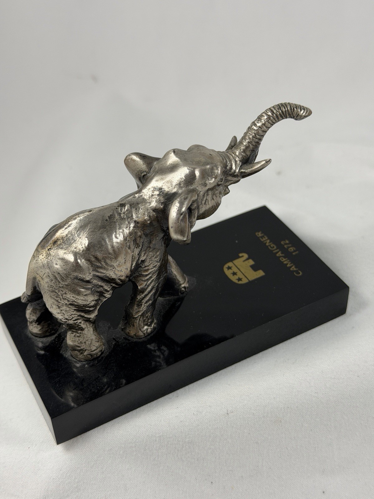 Vtg GOP 1972 Campaigner Cast Elephant Souvenir Figural Paperweight Balfour