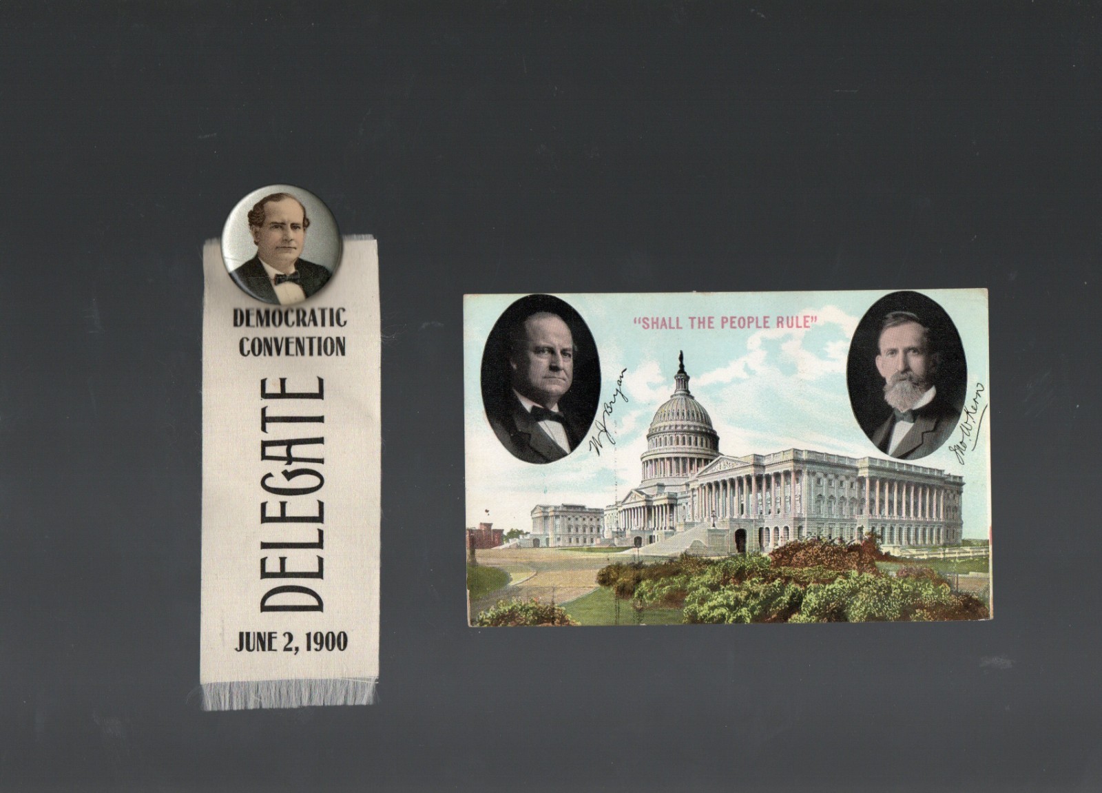 William Jennings Bryan 5 x 2 1900 Delegate Convention Pinback Ribbon Post Card