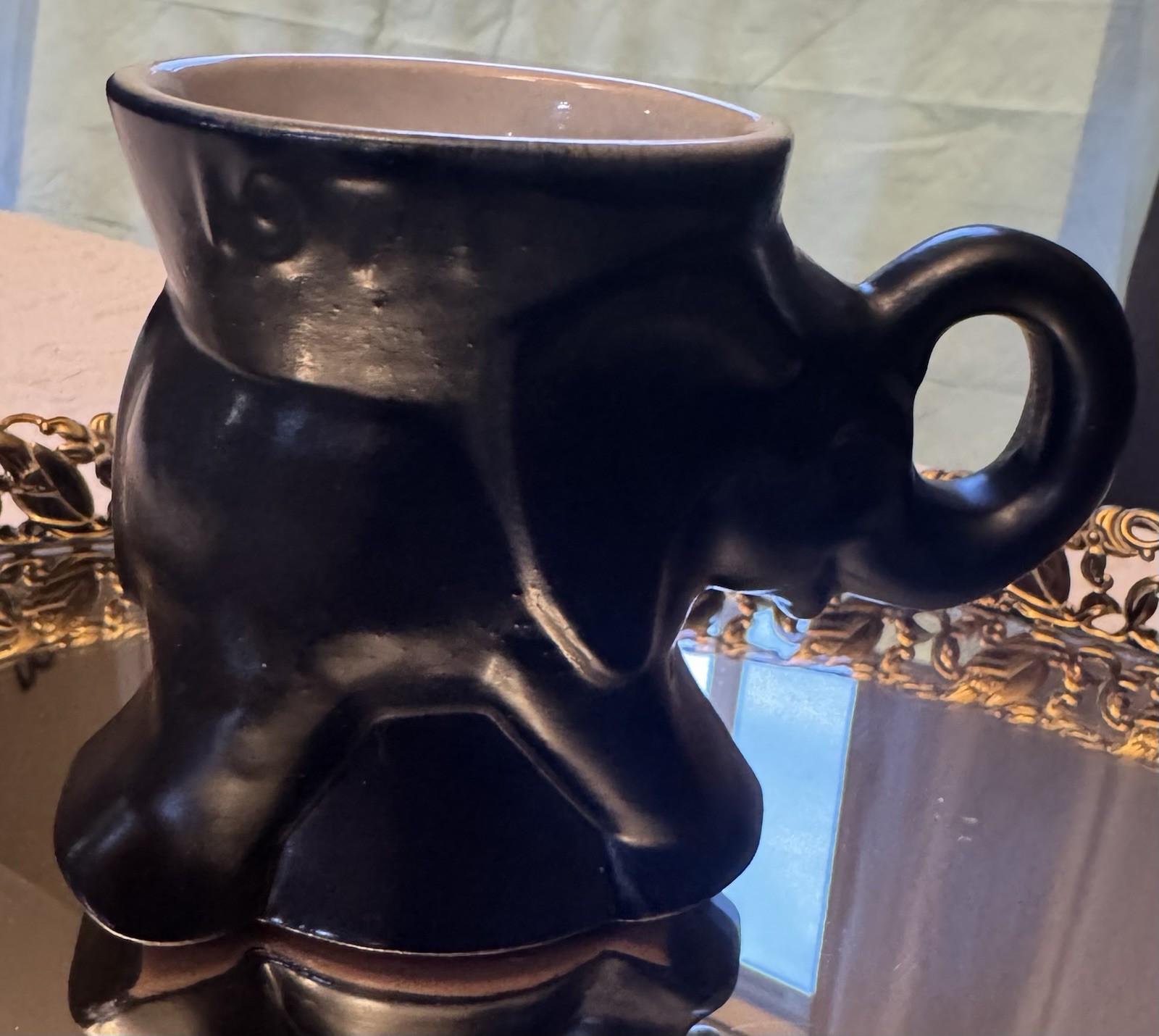 VINTAGE FRANKOMA POTTERY POLITICAL GOP ELEPHANT MUG CUP 1971 Black