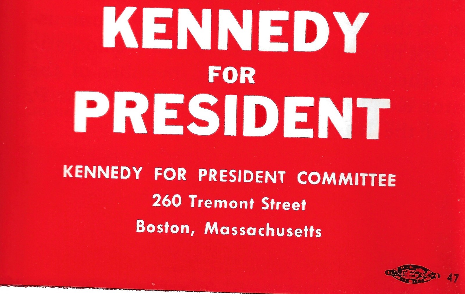 1960 Big John Kennedy Presidential Primary Campaign Slogan Pamphlet Boston Ma HQ