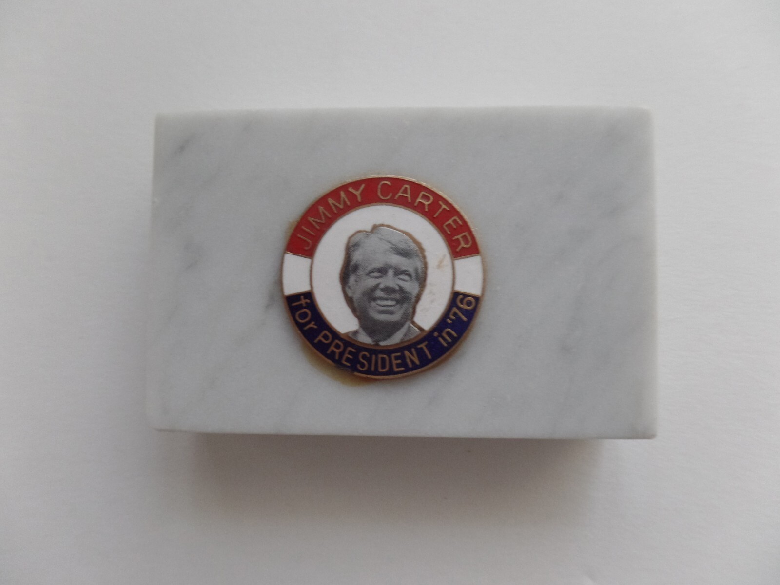 1976 Jimmy Carter Presidential Campaign Marble Desk Paperweight W/Cork Bottom