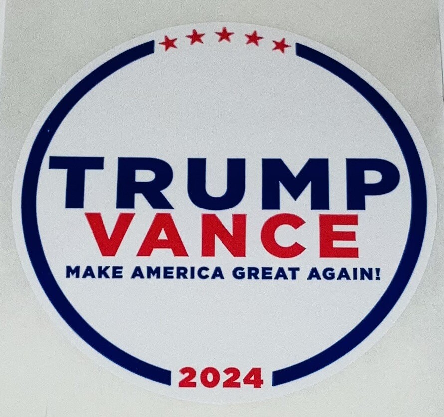 DONALD TRUMP VANCE 2024 MAKE AMERICA GREAT AGAIN WINDOW CAMPAIGN STICKER 2” RARE