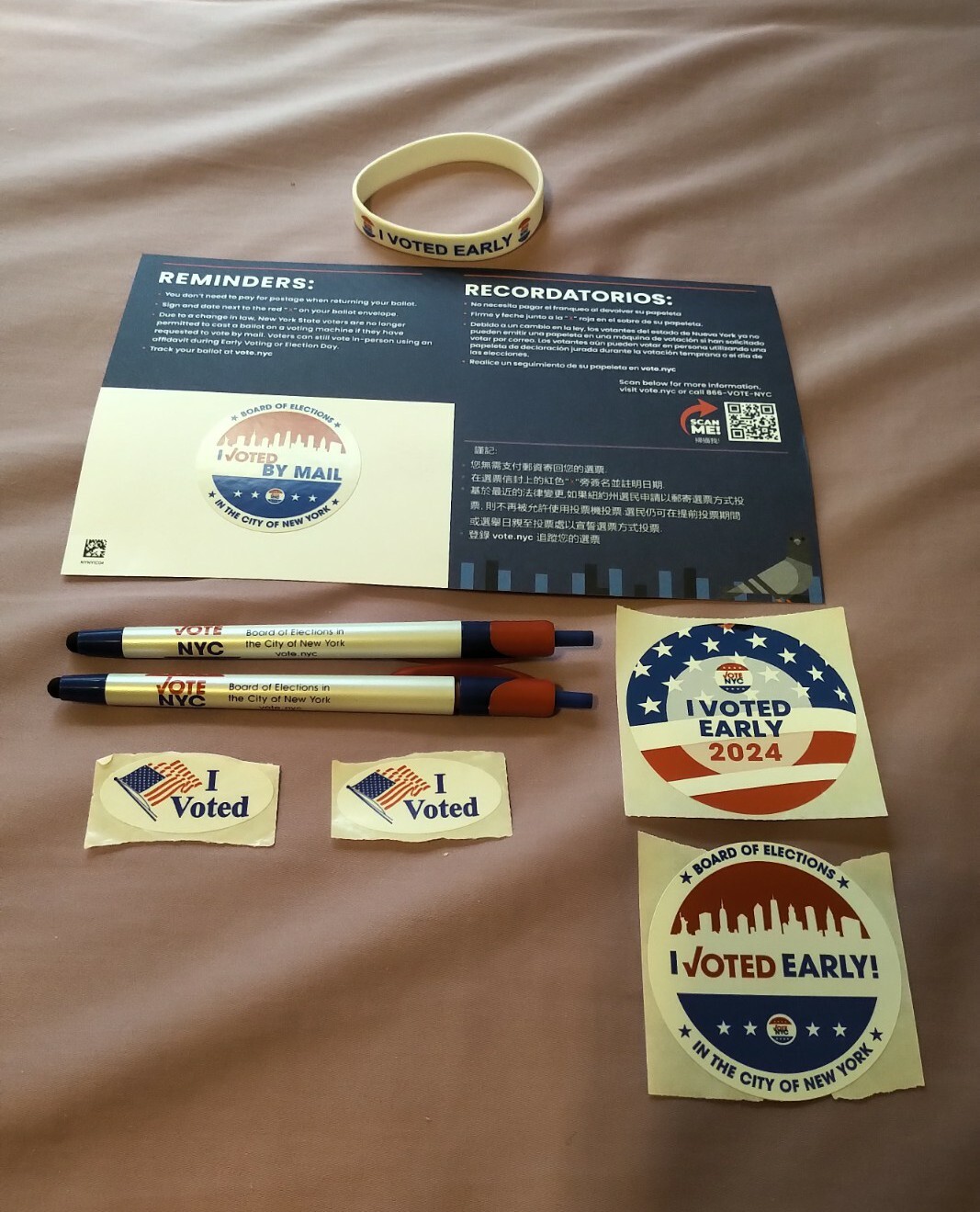 NYC EARLY VOTING MEMORABILIA US DEMOCRATIC PRIMARY & PRESIDENTIAL ELECTION 24-25