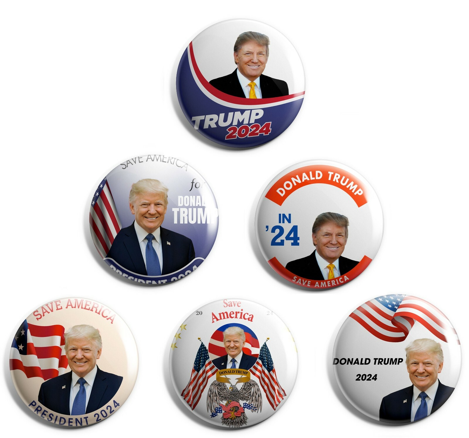 Donald Trump 2024 Campaign Button 30-Pack (DT-24-30-ALL)