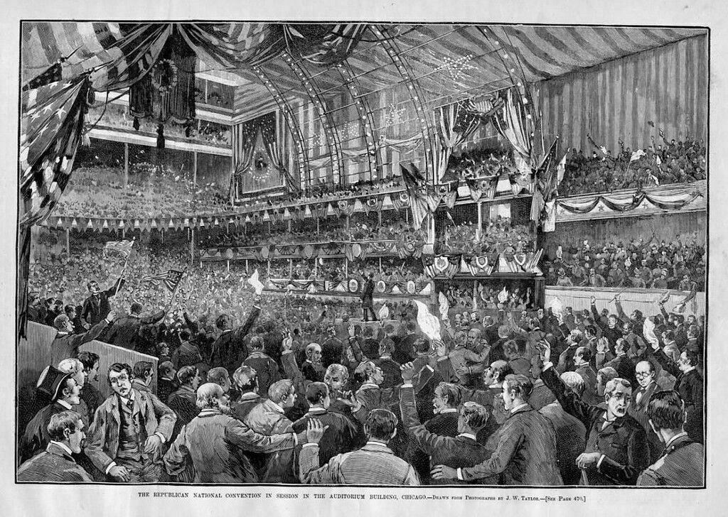 REPUBLICAN NATIONAL CONVENTION CHICAGO AUDITORIUM IN 1888 HARPER’S WEEKLY