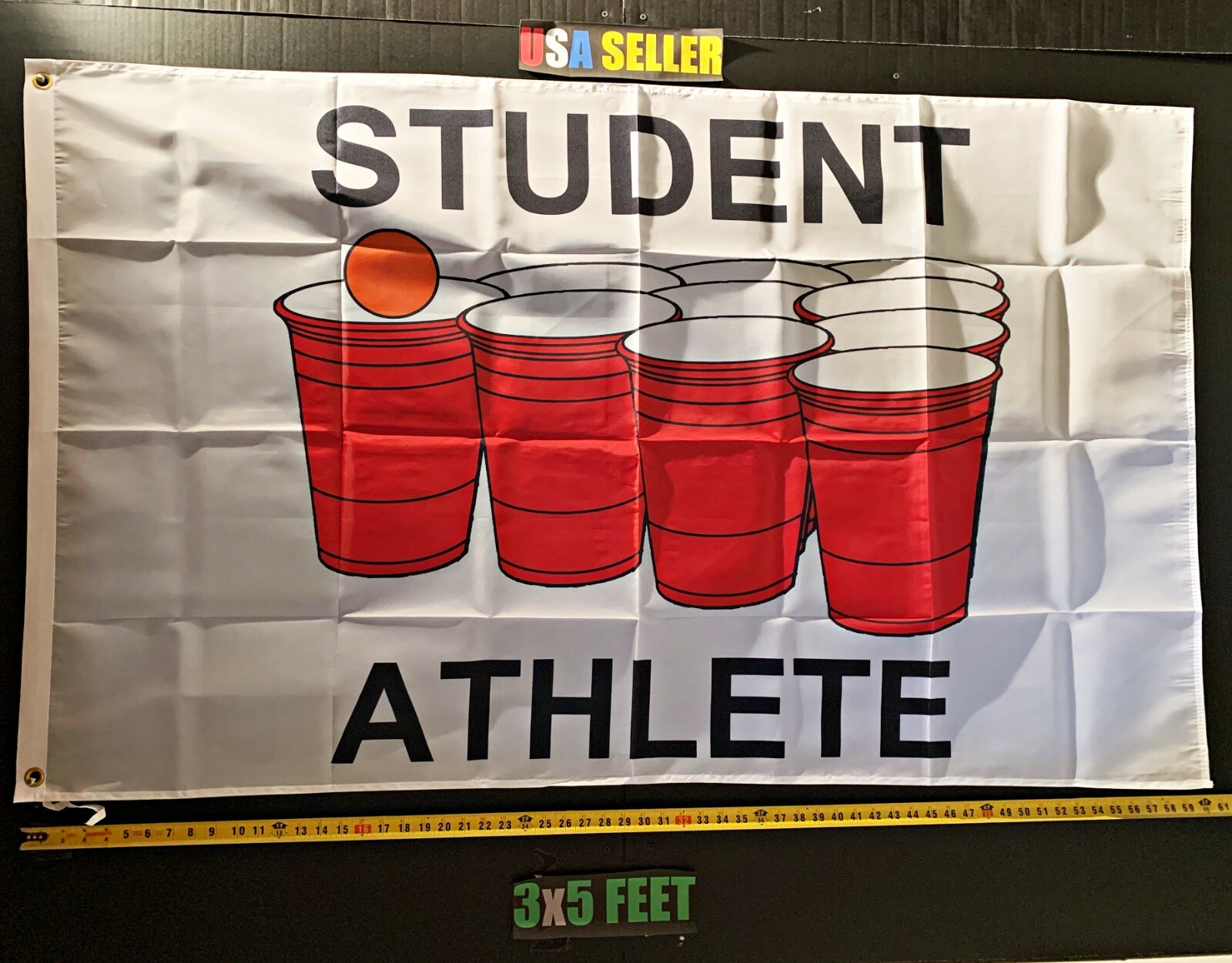 Beer Flag FREE FIRST CLASS SHIP Student Athlete Bud Busch Drinking USA Sign 3×5′