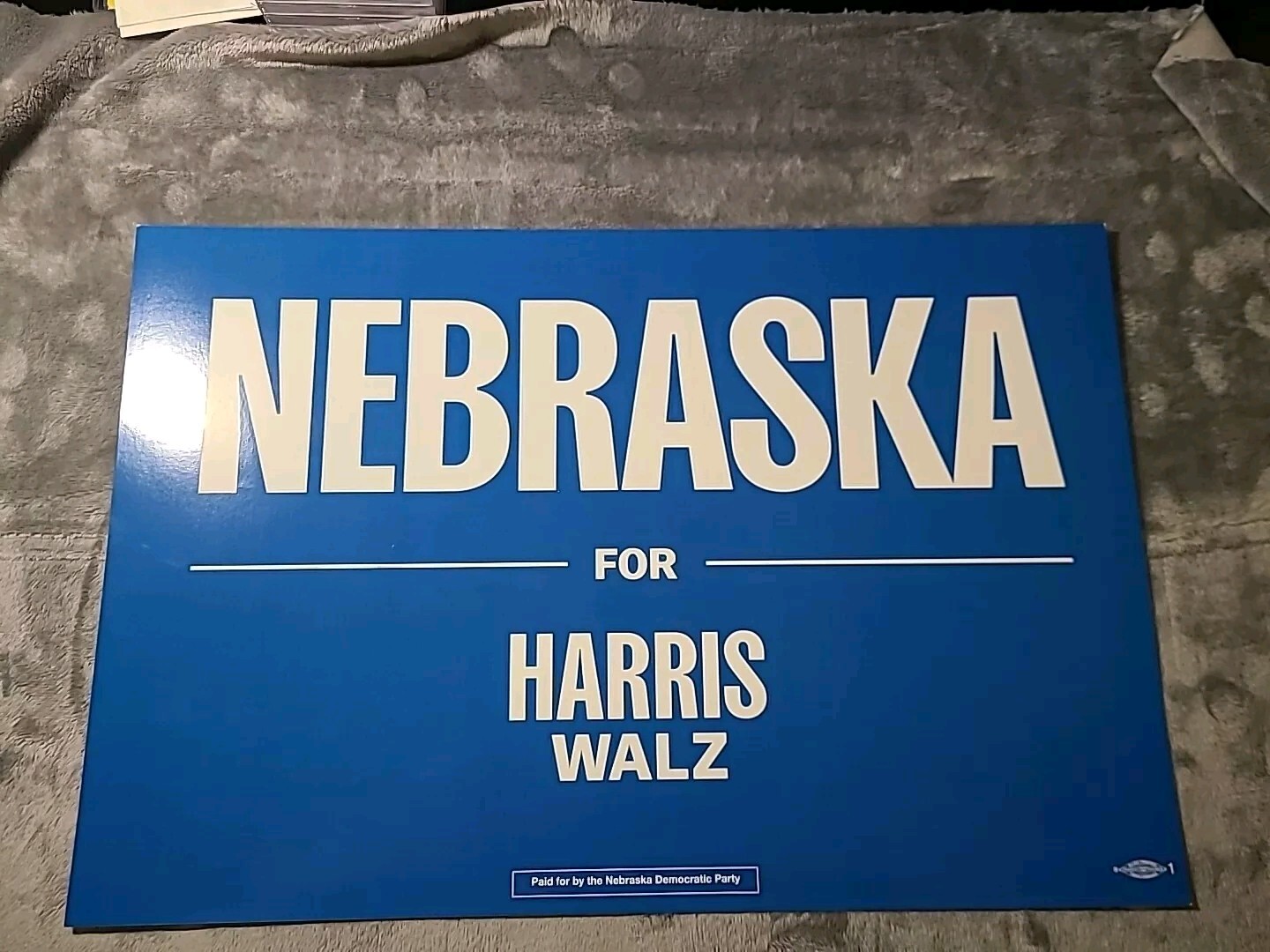 Kamala Harris Placard “Nebraska For Kamala” Official Campaign Placard 18″ X 12″