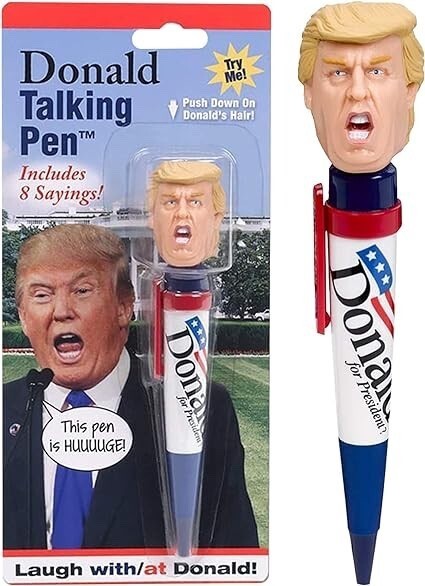 Talking Donald Trump Pen – Collectible Edition – 8 Sayings in His Real Voice – D