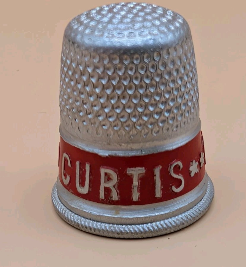 Vintage Rare 1928 Red Herbert Hoover / Charles Curtis Campaign Swag Thimble EUC