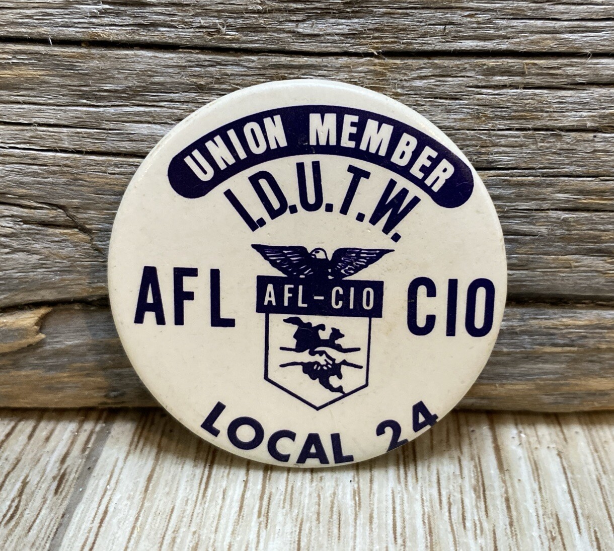 1 1/2” Cello Button AFL-CIO Union Member Local 24 Political Campaign Pin